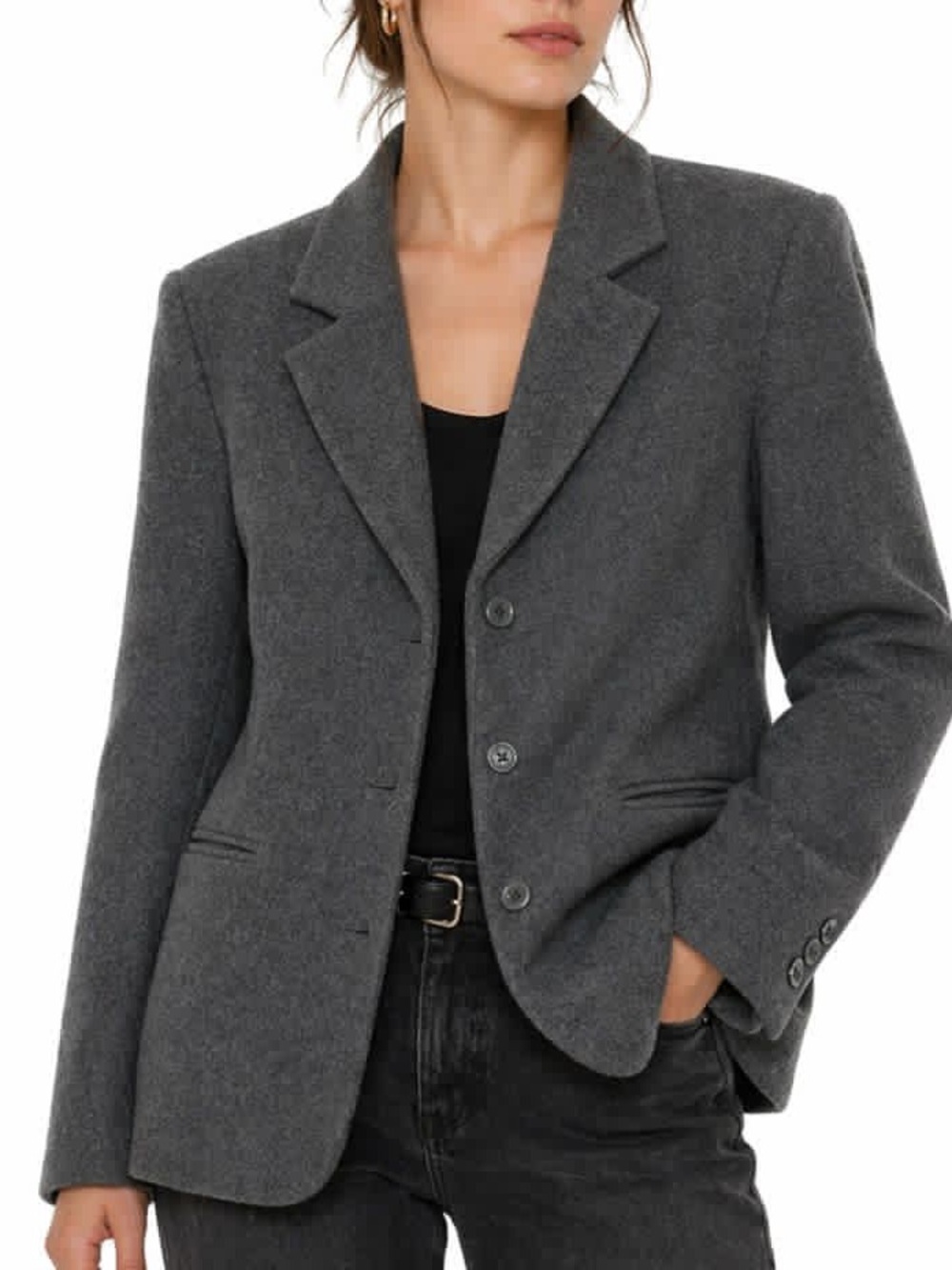 David N Women’s Wool Blend Blazer 8 Gray Tailored Career Academia Professor Jack